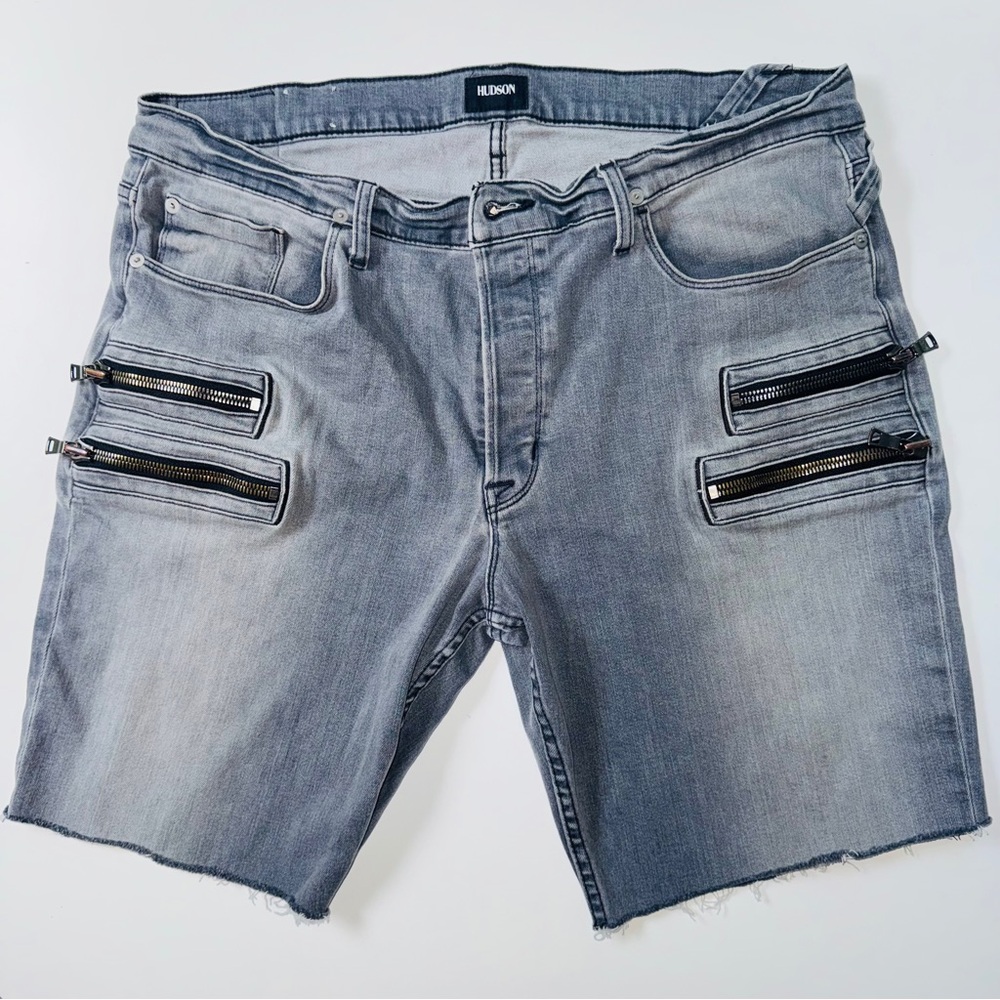 Hudson Broderick Gray Cutoff Denim Shorts Size 38